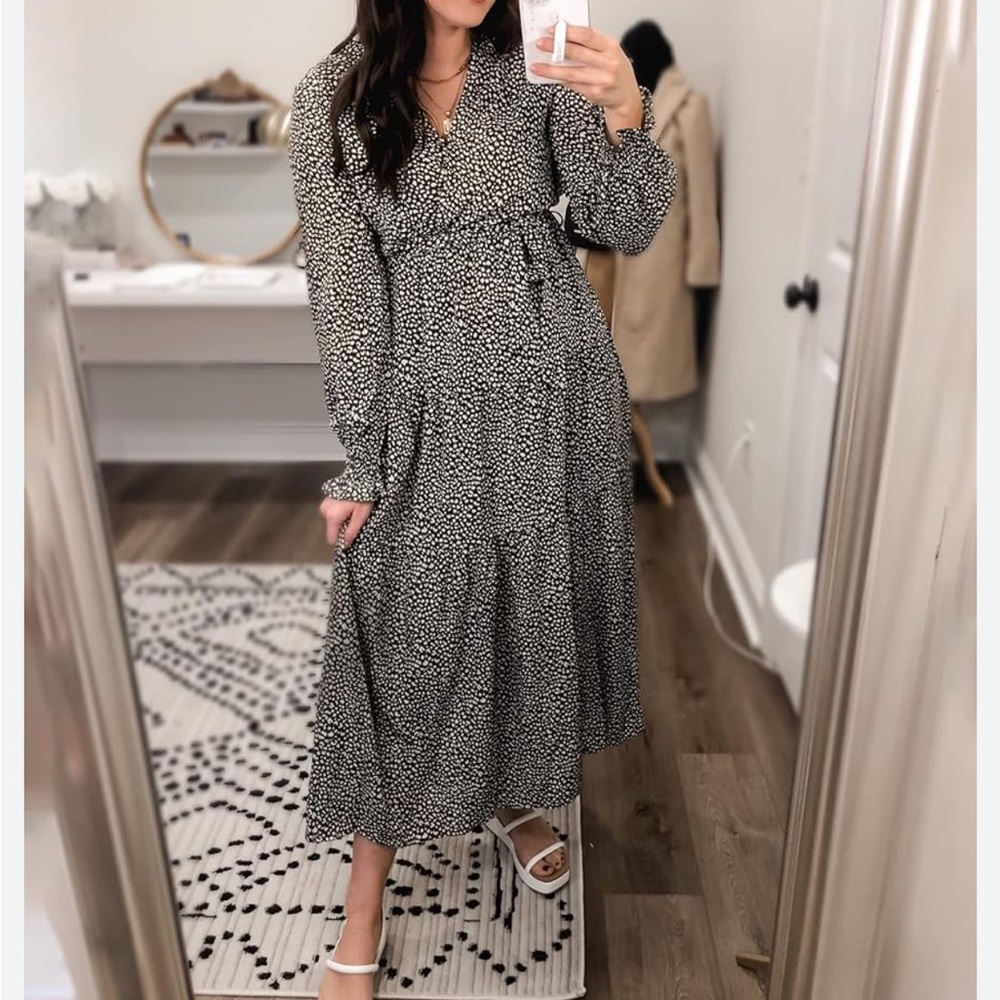 BTFBM Womens Long Sleeve Wrap belted dress